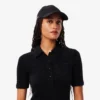 Vestido de malha felpuda com canelado e gola de polo para mulher