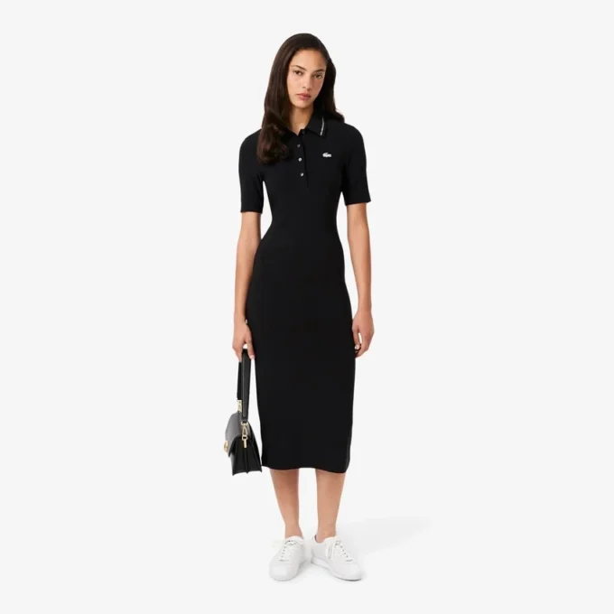 Vestido de mulher com gola de Polo Diamanta Crocodile e corte justo