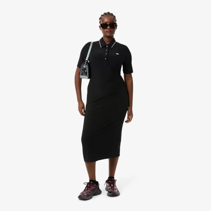 Vestido de mulher com gola de Polo Diamanta Crocodile e corte justo