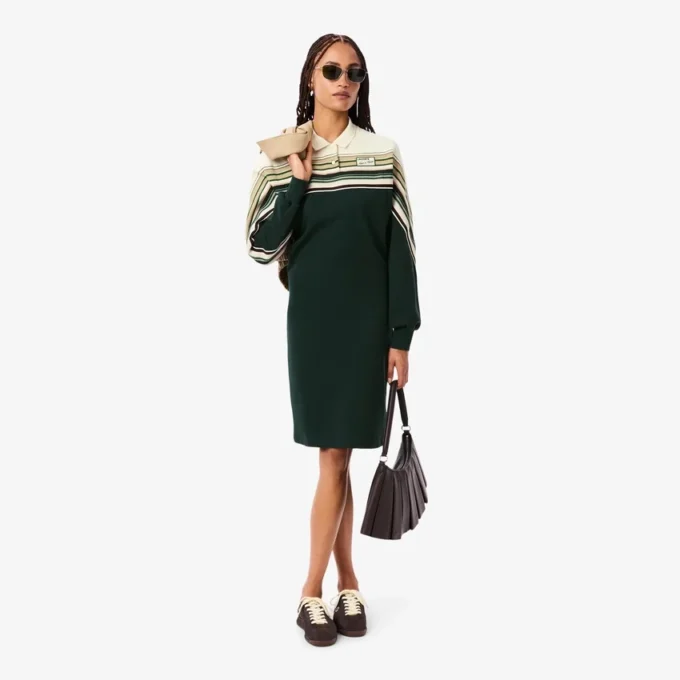 Vestido de piqué de corte justo para mulher, fabricado em França