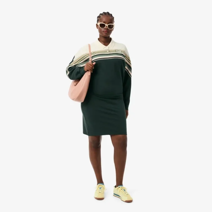 Vestido de piqué de corte justo para mulher, fabricado em França