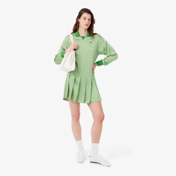 Vestido de polo de cetim plissado