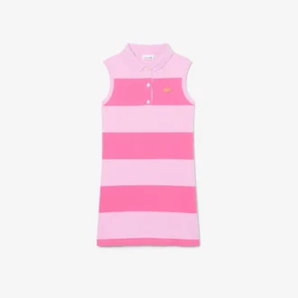 Vestido de polo sem mangas às riscas em malha Piqua