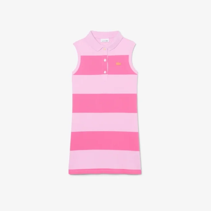 Vestido de polo sem mangas às riscas em malha Piqua