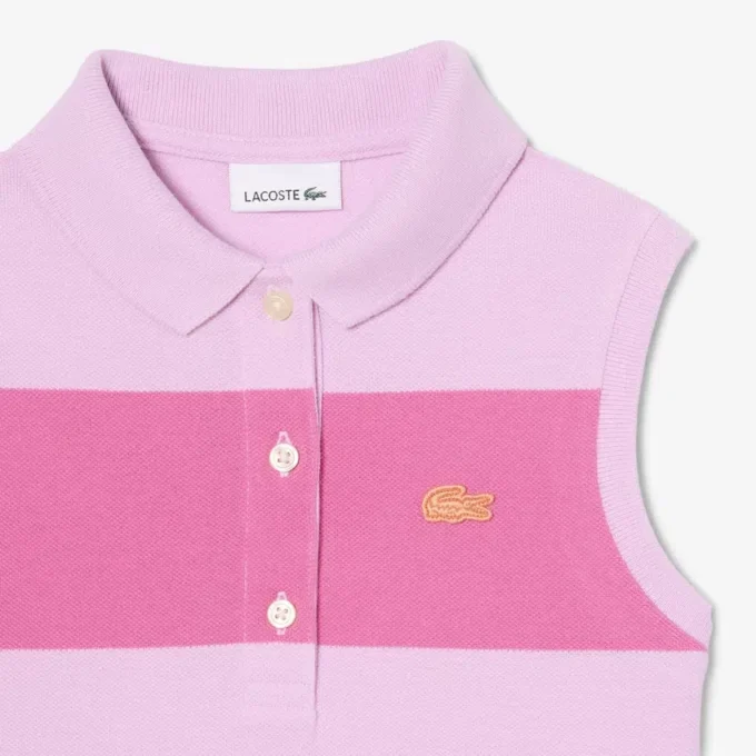 Vestido de polo sem mangas às riscas em malha Piqua