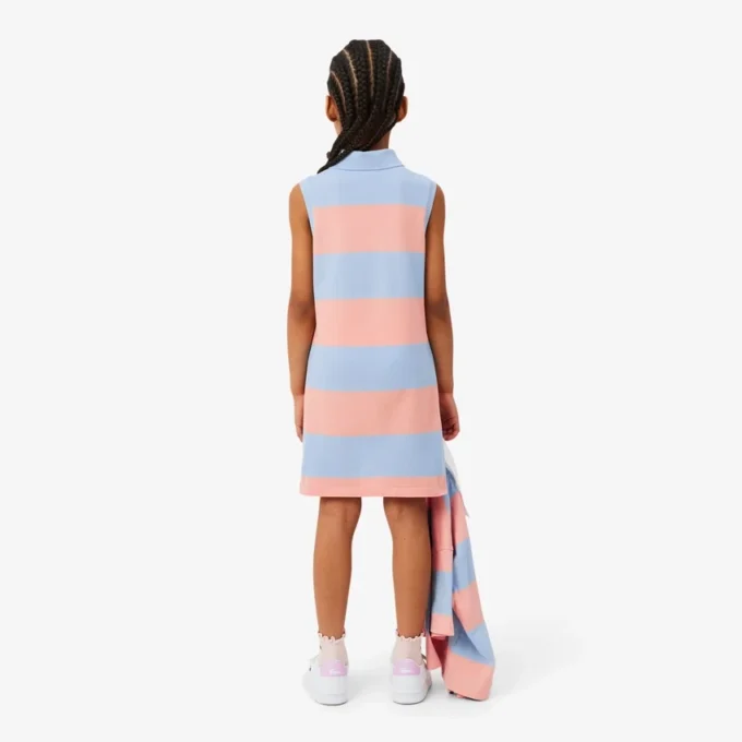 Vestido de polo sem mangas às riscas em malha Piqua