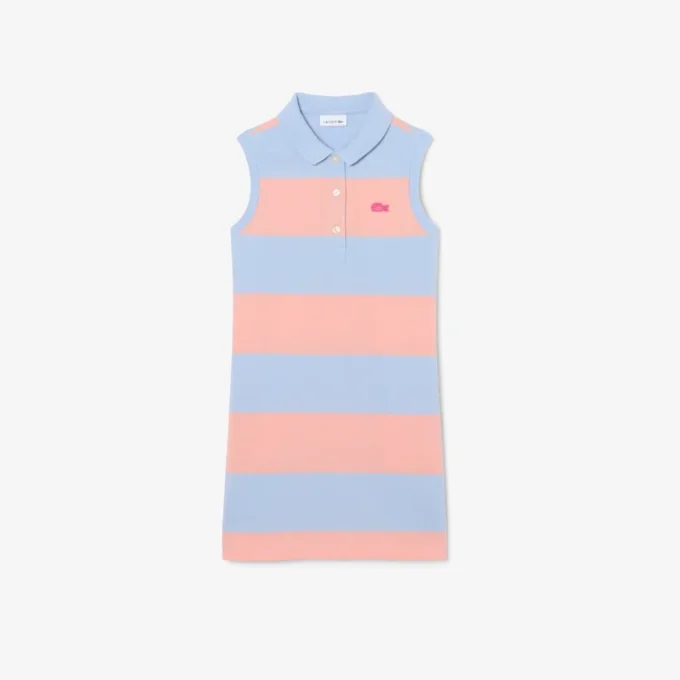 Vestido de polo sem mangas às riscas em malha Piqua