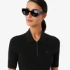 Vestido feminino com gola polo plissada