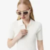 Vestido feminino com gola polo plissada