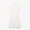 Vestido feminino com gola polo plissada