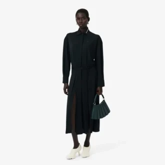 Vestido longo polo plissado da passerelle