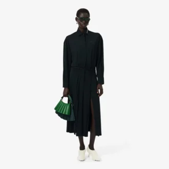 Vestido longo polo plissado da passerelle