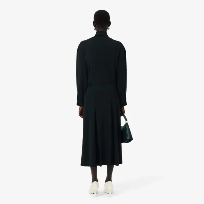 Vestido longo polo plissado da passerelle