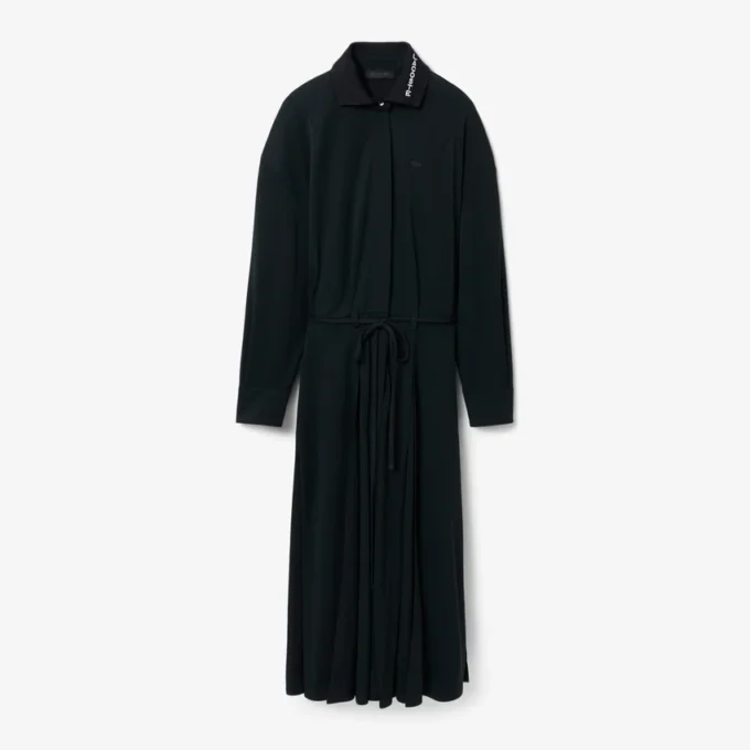 Vestido longo polo plissado da passerelle