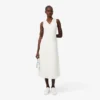 Vestido longo sem mangas com pregas