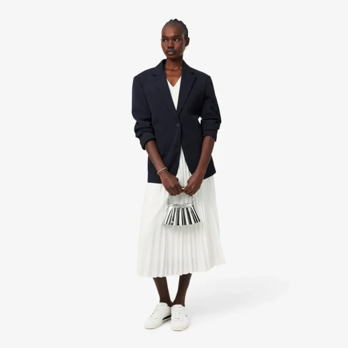 Vestido longo sem mangas com pregas