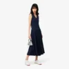 Vestido longo sem mangas com pregas