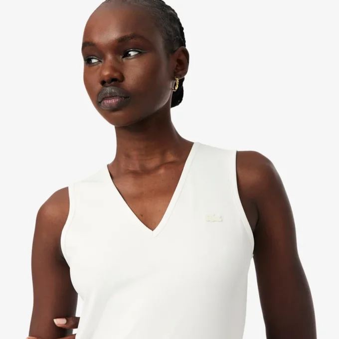 Vestido longo sem mangas com pregas