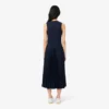 Vestido longo sem mangas com pregas
