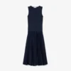 Vestido longo sem mangas com pregas