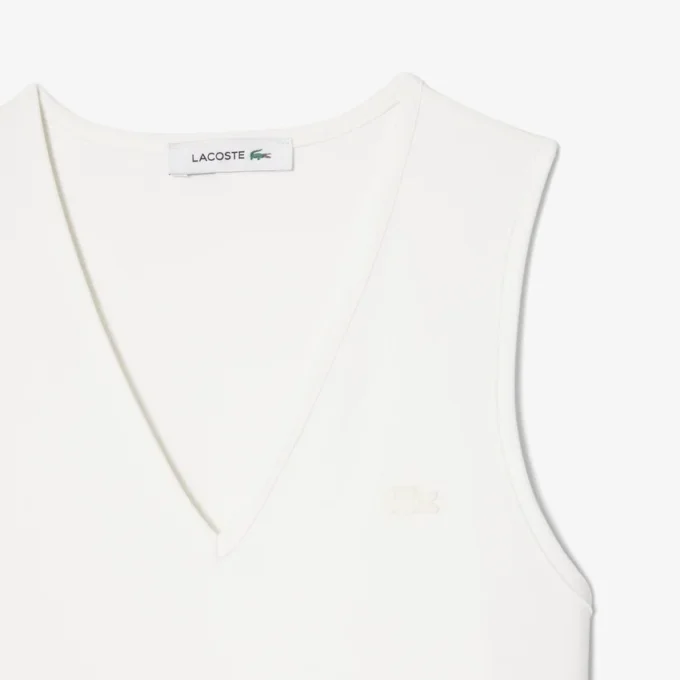Vestido longo sem mangas com pregas