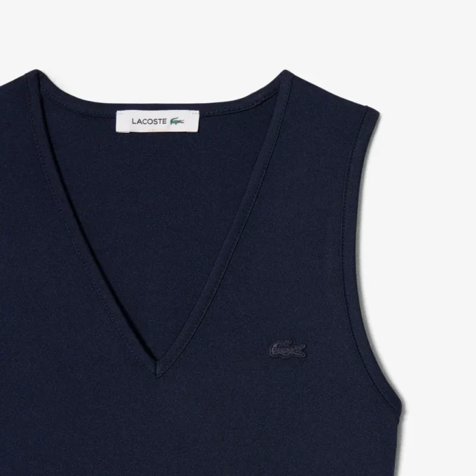 Vestido longo sem mangas com pregas