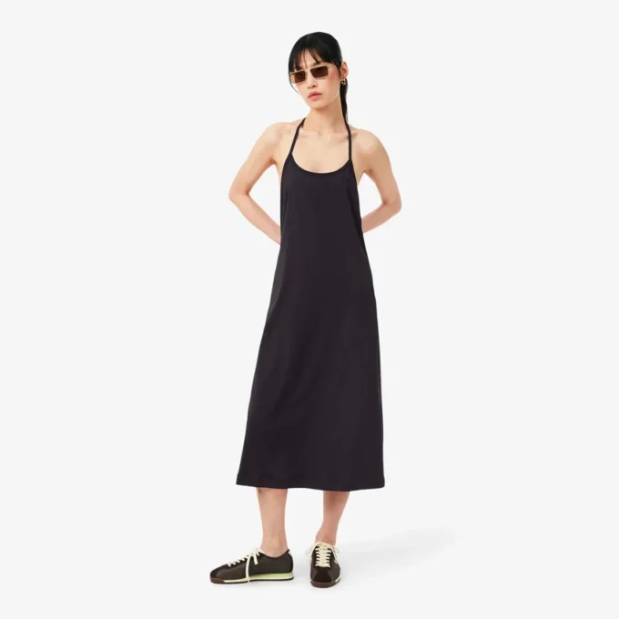 Vestido maxi com alças e costas abertas