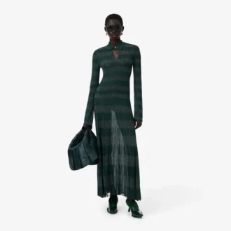 Vestido Maxi com Gola Polo e Ponto de Malha da Passarela