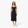 Vestido maxi de alças em malha de algodão com nervuras