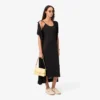 Vestido maxi de alças em malha de algodão com nervuras