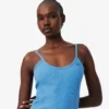 Vestido maxi de alças em malha de algodão com nervuras