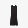 Vestido maxi de alças em malha de algodão com nervuras
