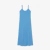 Vestido maxi de alças em malha de algodão com nervuras