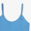 Vestido maxi de alças em malha de algodão com nervuras
