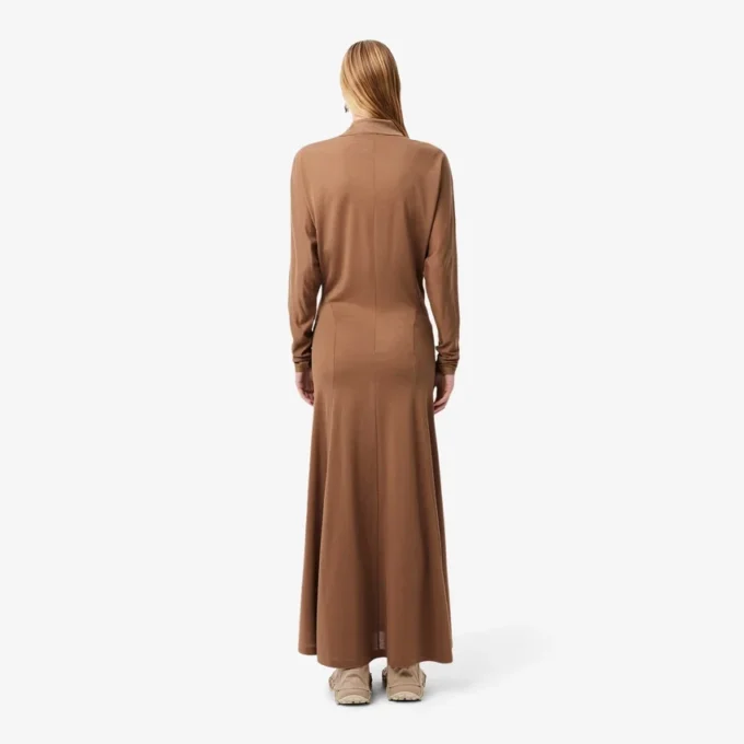 Vestido Maxi de Seda com Gola Polo Runway