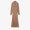 Vestido Maxi de Seda com Gola Polo Runway