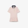 Vestido polo com saia plissada em piqué