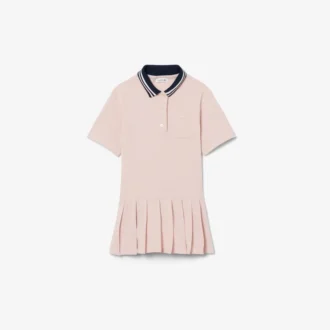 Vestido polo com saia plissada em piqué