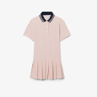 Vestido polo com saia plissada em piqué