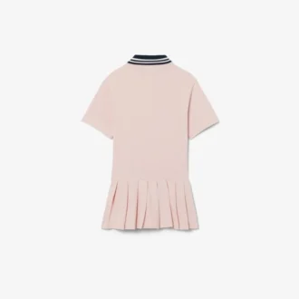 Vestido polo com saia plissada em piqué