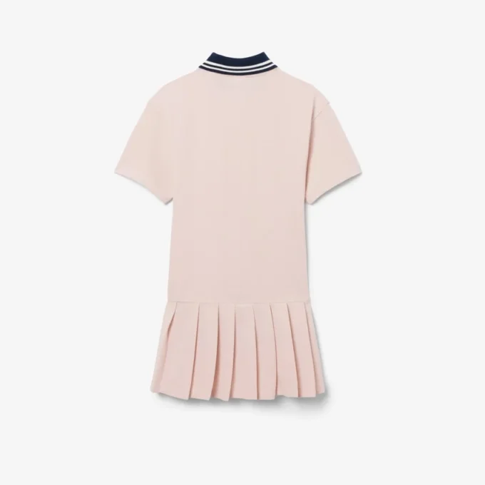 Vestido polo com saia plissada em piqué