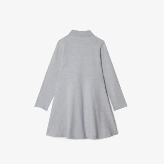 Vestido polo de manga comprida em piqué elástico para criança