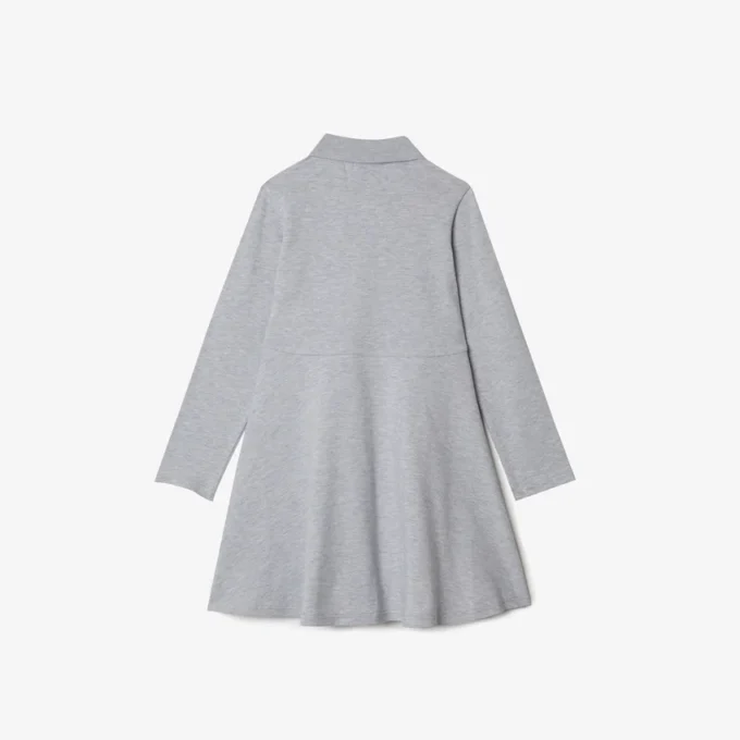 Vestido polo de manga comprida em piqué elástico para criança