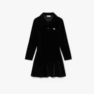 Vestido Polo em Veludo Elástico Brilhante para Menina