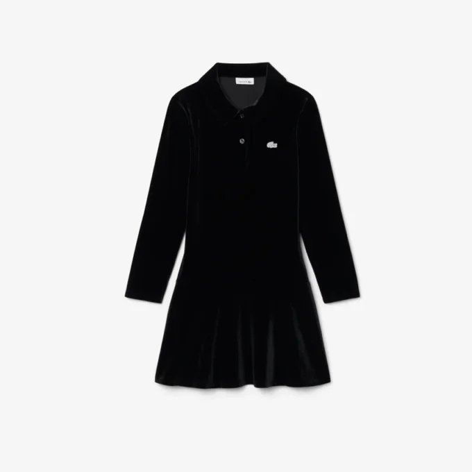 Vestido Polo em Veludo Elástico Brilhante para Menina