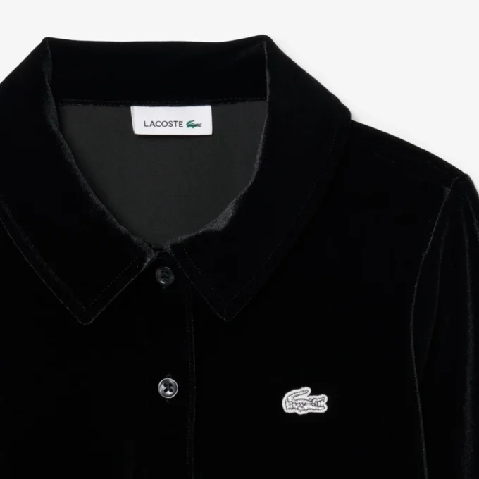 Vestido Polo em Veludo Elástico Brilhante para Menina