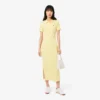 Vestido polo longo de algodão canelado para mulher