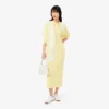 Vestido polo longo de algodão canelado para mulher
