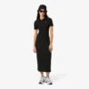 Vestido polo longo de algodão canelado para mulher