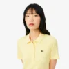 Vestido polo longo de algodão canelado para mulher